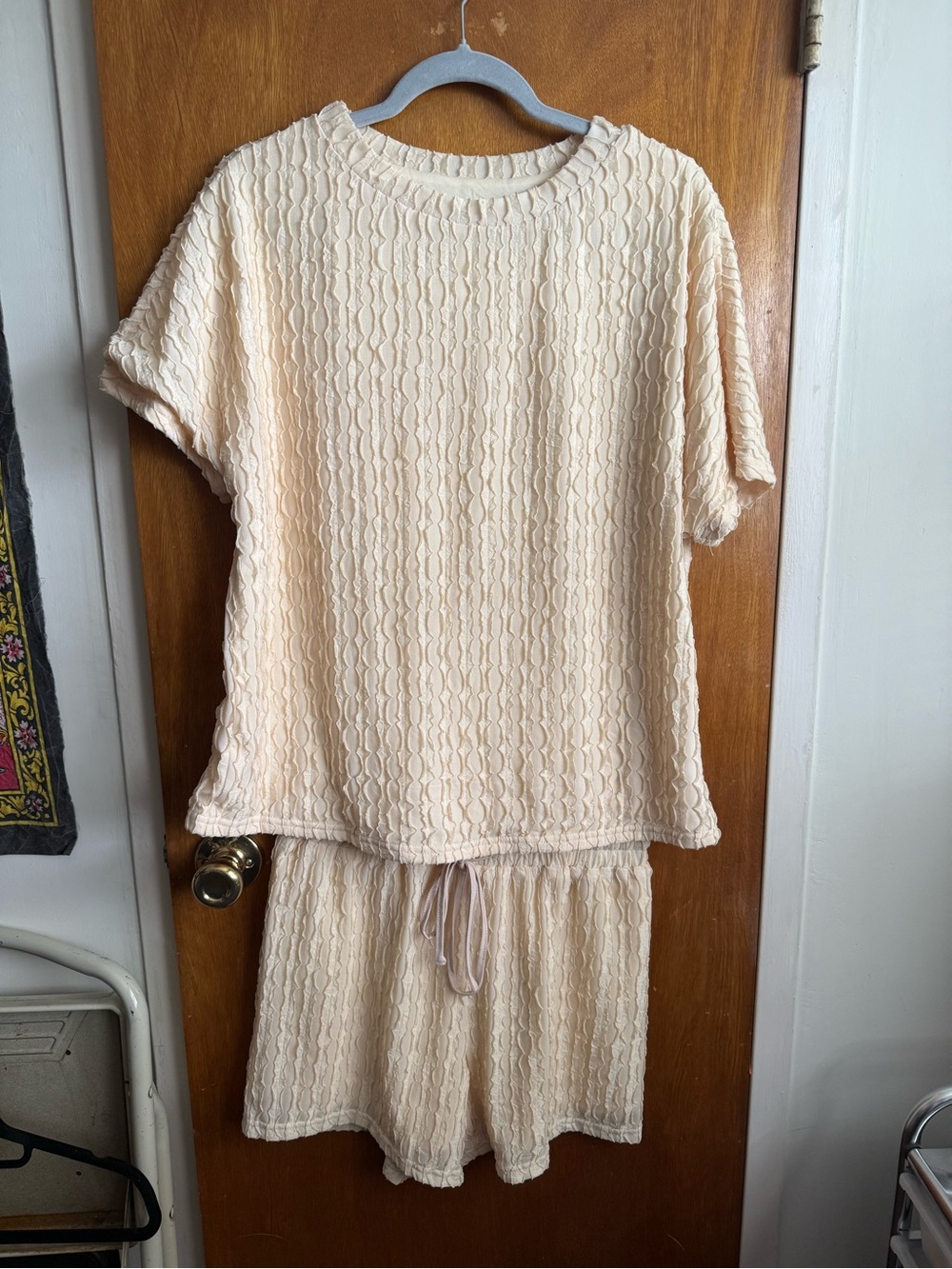 Cream Textured Two-Piece Lounge Set